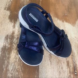 Skechers Go Walk Navy Metallic Sheen sandals 7
